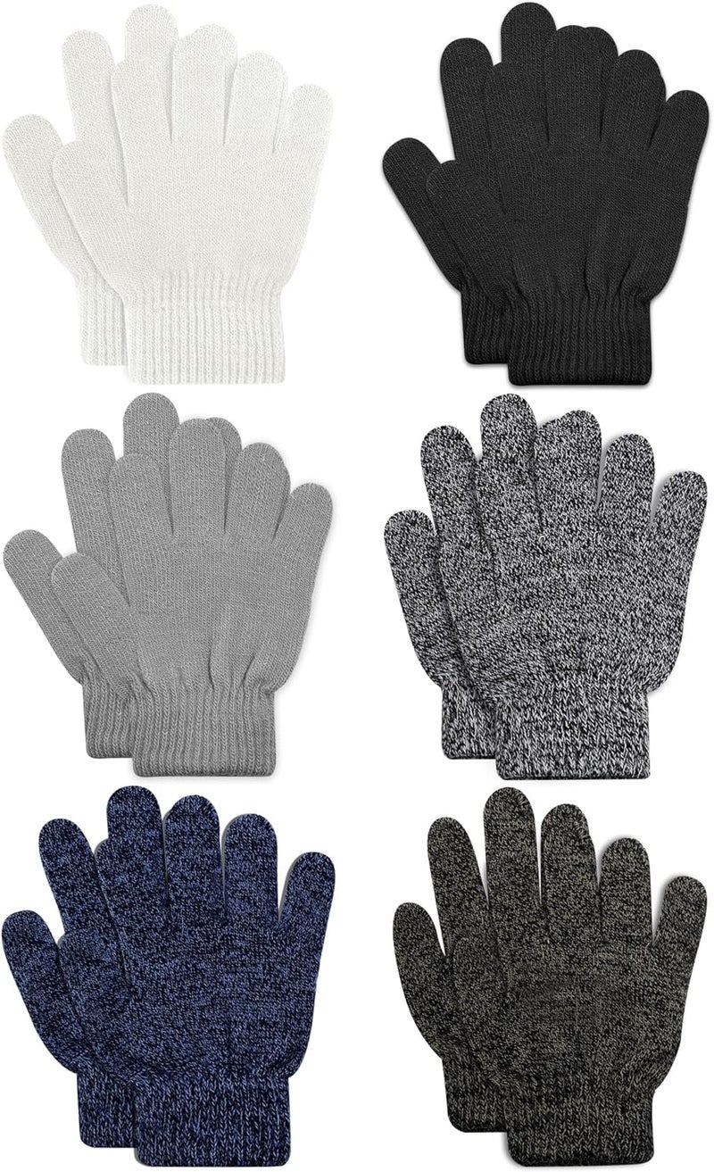 ONESING 6 Pair Baby Gloves Toddler Gloves Toddler Winter Gloves Kids Gloves Winter Stretchy Knit Gloves for Kids Boys Girls - Image 1